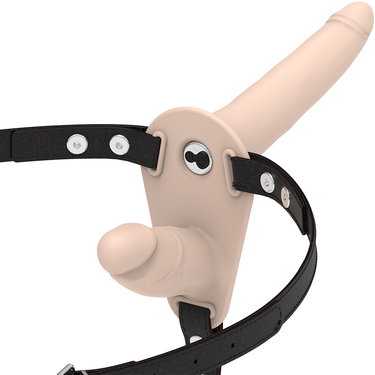 Imbracatura doppia regolabile con dildo in silicone di alta qualità
